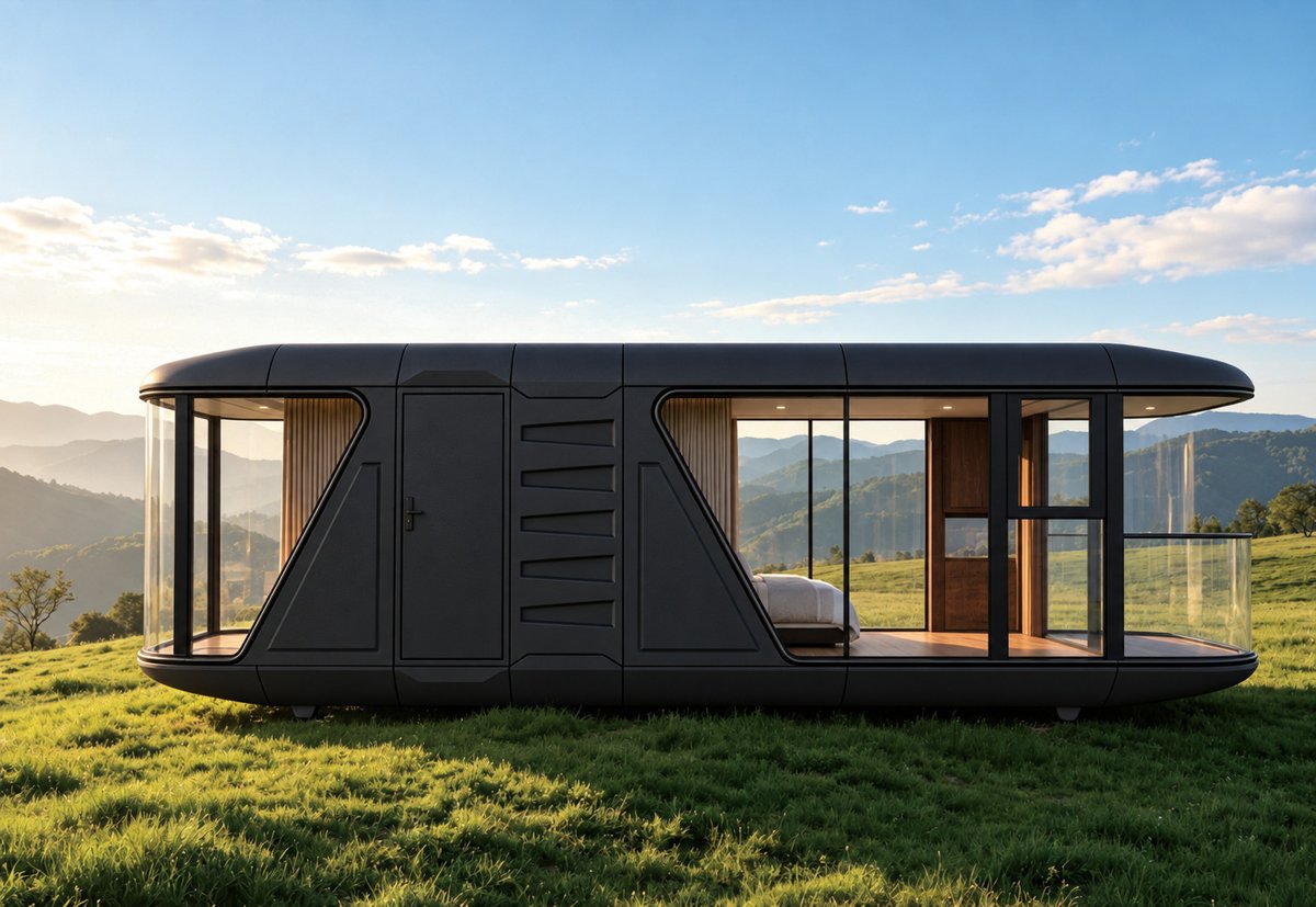 Casa modular negra Orión de Shitoushui